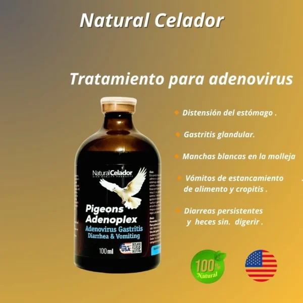 Adenoplex 100 ml Natural Celador – Tratamiento Gastrointestinal para Palomas con Adenovirus, E. coli y Salmonela